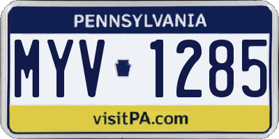 PA license plate MYV1285