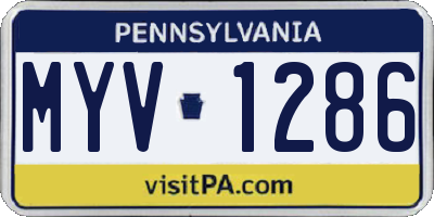 PA license plate MYV1286