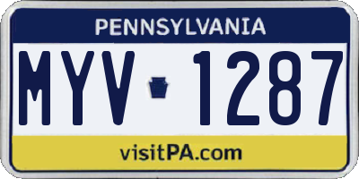 PA license plate MYV1287
