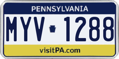PA license plate MYV1288