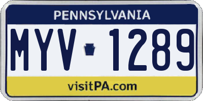 PA license plate MYV1289