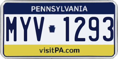 PA license plate MYV1293