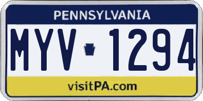 PA license plate MYV1294