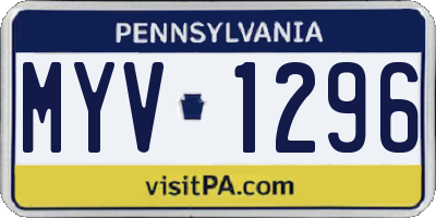 PA license plate MYV1296