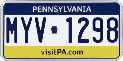 PA license plate MYV1298