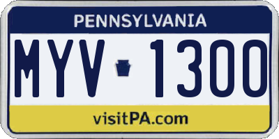 PA license plate MYV1300