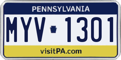 PA license plate MYV1301