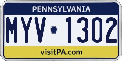 PA license plate MYV1302