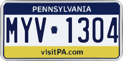 PA license plate MYV1304