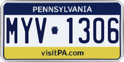 PA license plate MYV1306