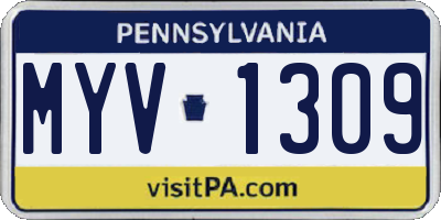 PA license plate MYV1309