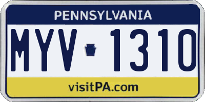 PA license plate MYV1310