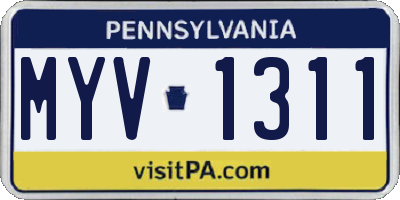 PA license plate MYV1311