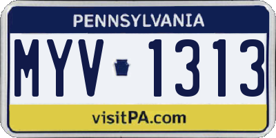 PA license plate MYV1313