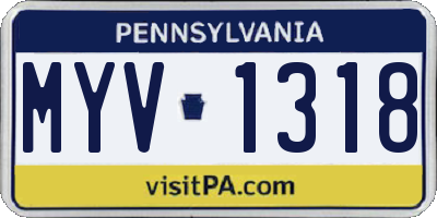 PA license plate MYV1318