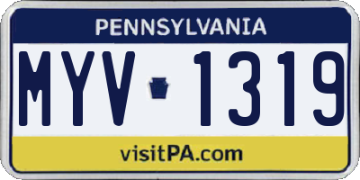 PA license plate MYV1319