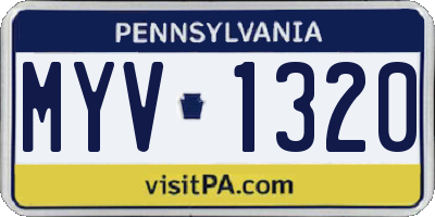 PA license plate MYV1320