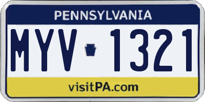 PA license plate MYV1321