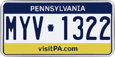 PA license plate MYV1322