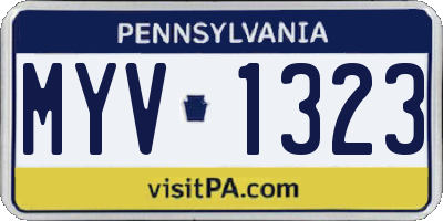 PA license plate MYV1323