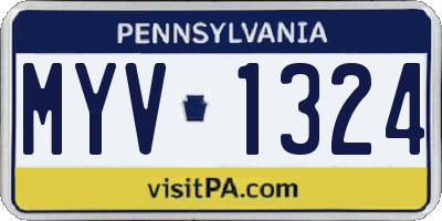PA license plate MYV1324