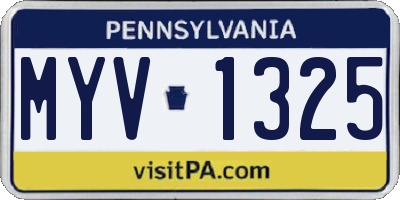 PA license plate MYV1325