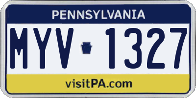 PA license plate MYV1327