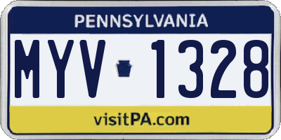 PA license plate MYV1328