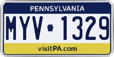 PA license plate MYV1329
