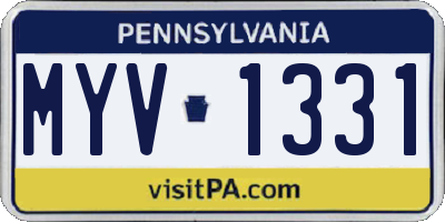 PA license plate MYV1331