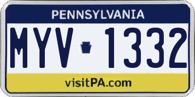 PA license plate MYV1332