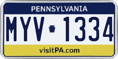PA license plate MYV1334