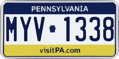 PA license plate MYV1338