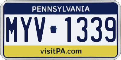 PA license plate MYV1339