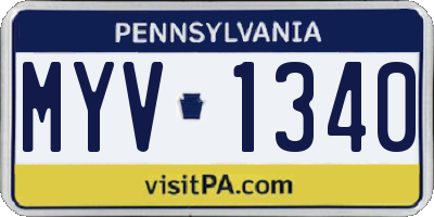 PA license plate MYV1340