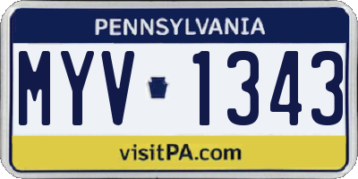 PA license plate MYV1343