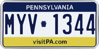 PA license plate MYV1344