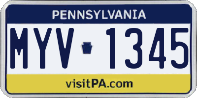 PA license plate MYV1345