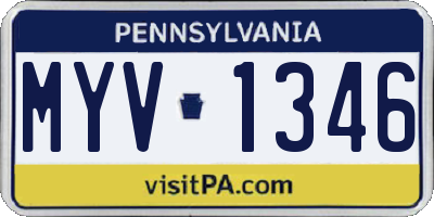 PA license plate MYV1346