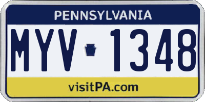PA license plate MYV1348