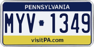 PA license plate MYV1349