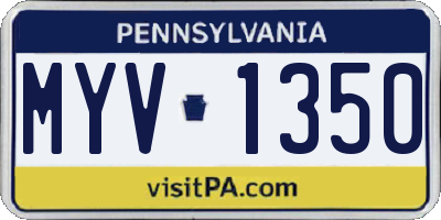 PA license plate MYV1350