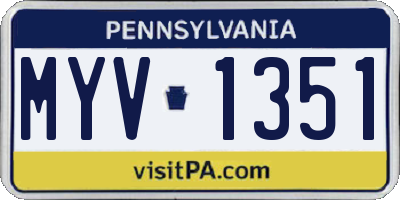 PA license plate MYV1351