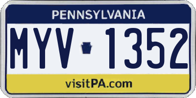 PA license plate MYV1352