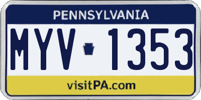 PA license plate MYV1353