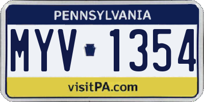 PA license plate MYV1354