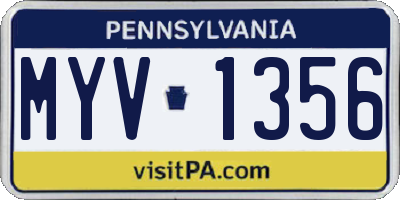 PA license plate MYV1356