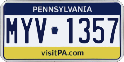 PA license plate MYV1357