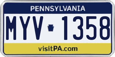 PA license plate MYV1358
