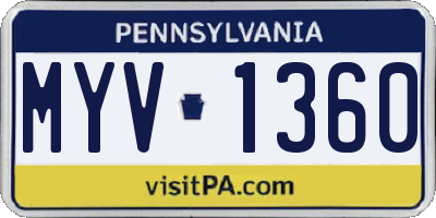 PA license plate MYV1360